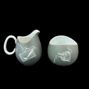 Johann Haviland Papageno Bird in a Cage Creamer Sugar Bowl Loewy MCM